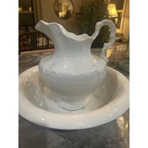 Vintage White Ironstone Wash Pitcher & Bowl Set – Princess Mark